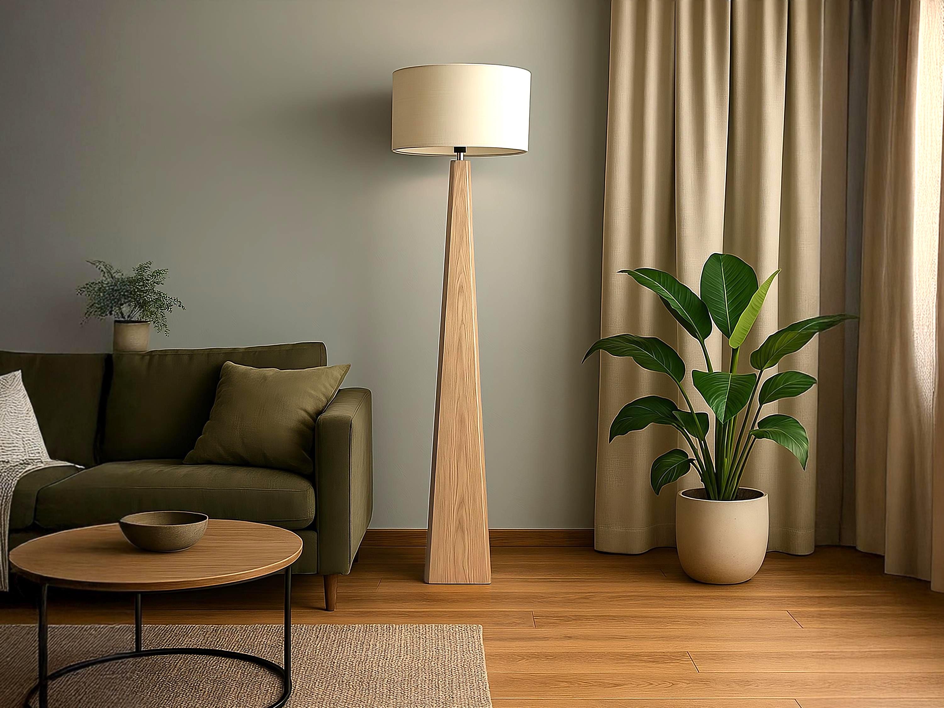 Lampadaire Bois Massif Recyclé – Luminaire Design Scandinave – Fait Main en France