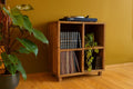 Meuble en bois massif vintage – Rangement vinyles, livres et déco – Étagère rétro pour salon