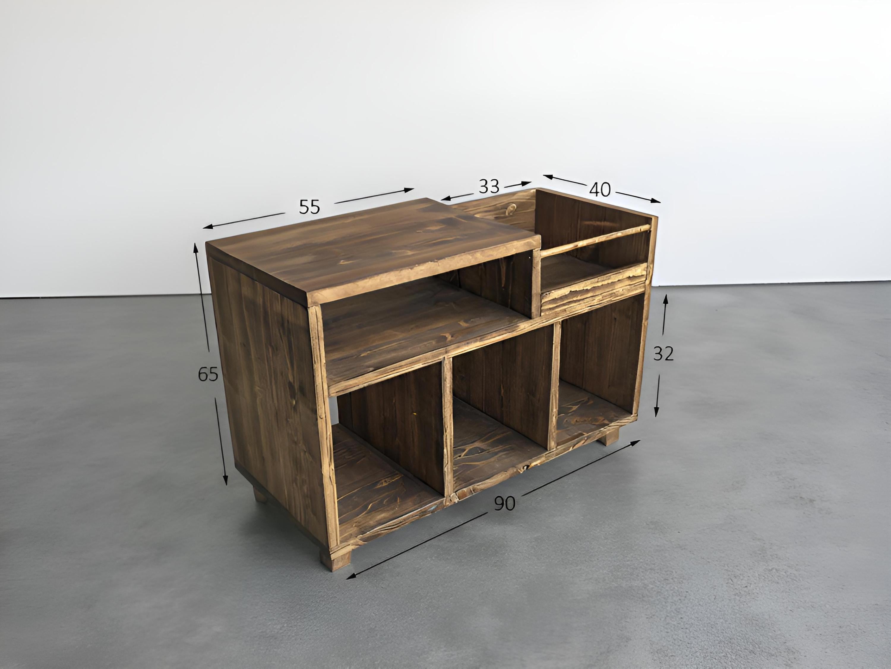 Meuble hi-fi artisanal  – Meuble de rangement en bois massif – Bibliothèque vinyles et livres