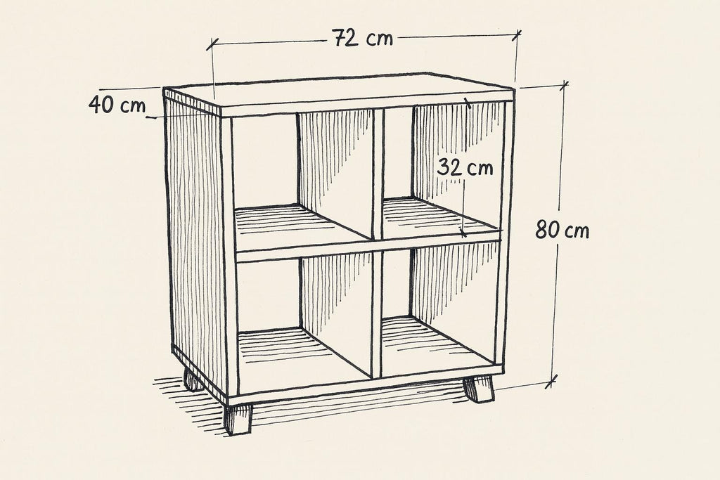 Meuble en bois massif vintage – Rangement vinyles, livres et déco – Étagère rétro pour salon