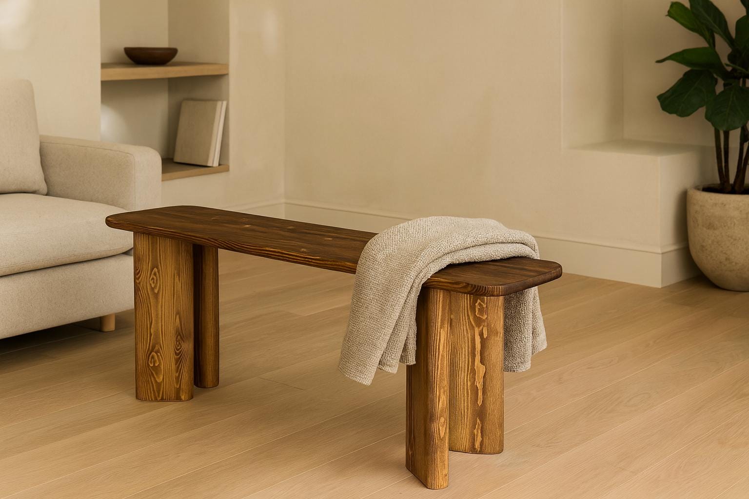 Banc en bois recyclé fait main – Meuble artisanal design et durable