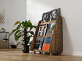 Rangement vinyle en bois recyclé fait main – Meuble artisanal pour disques