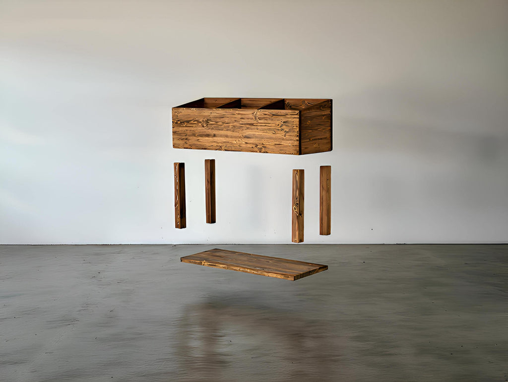 Bac de rangement artisanal pour disques –  Meuble vinyle en bois recyclé fait main