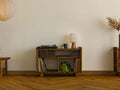 Meuble vinyles en bois massif – Rangement élégant et pratique pour tourne-disque