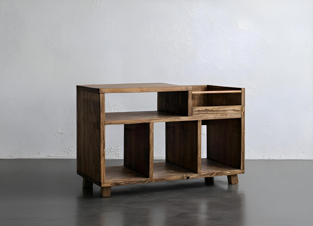 Meuble hi-fi artisanal  – Meuble de rangement en bois massif – Bibliothèque vinyles et livres
