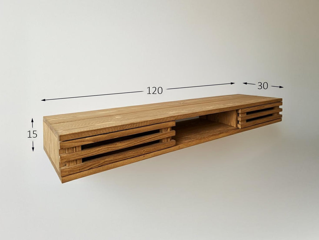Console murale flottante en bois recyclé | Meuble d’entrée fait main | Console design minimaliste | Décoration éco-responsable scandinave