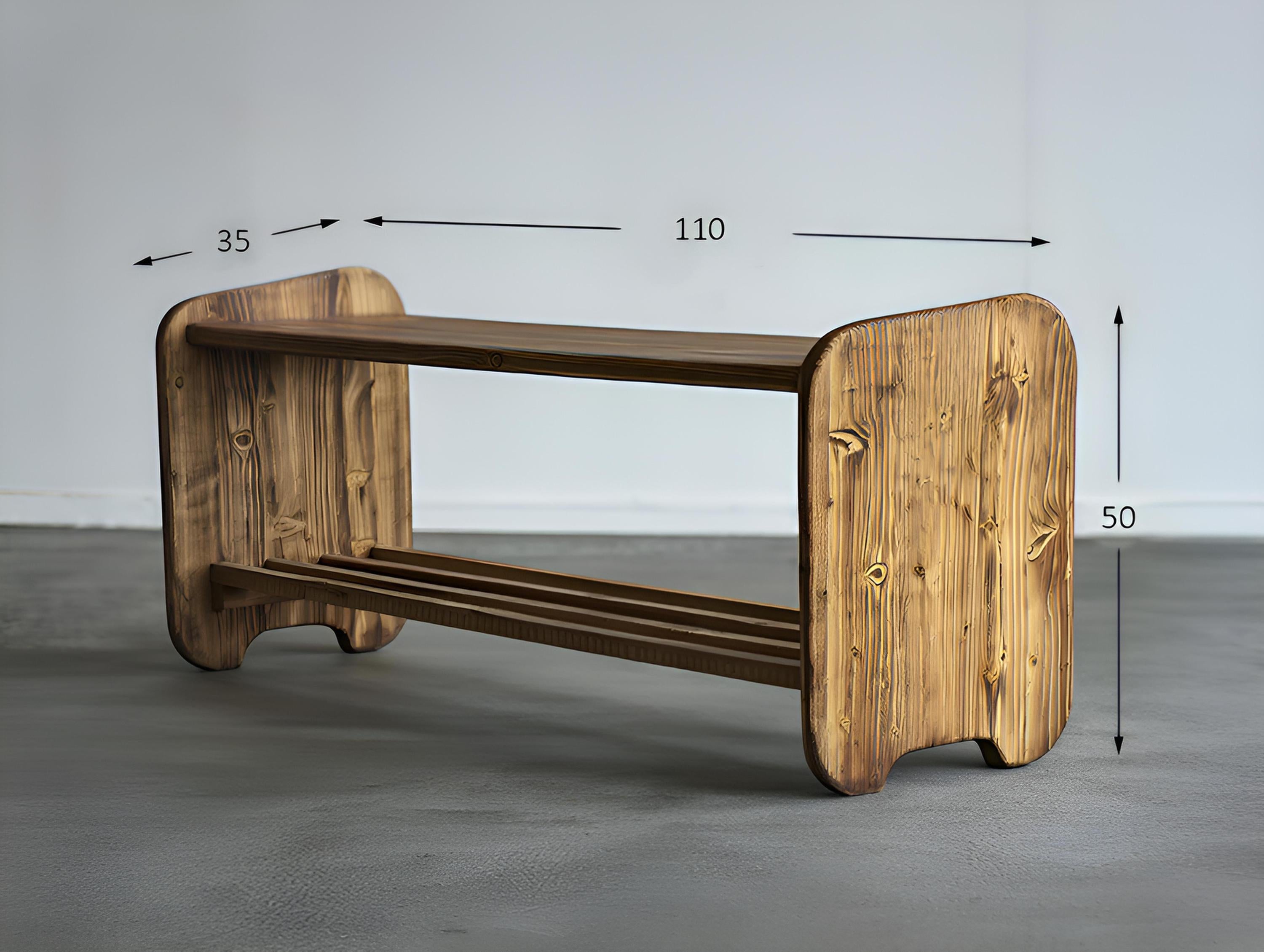 Banc à chaussures en bois massif avec étagère – Meuble d’entrée pratique et décoratif – Rangement chaussures artisanal