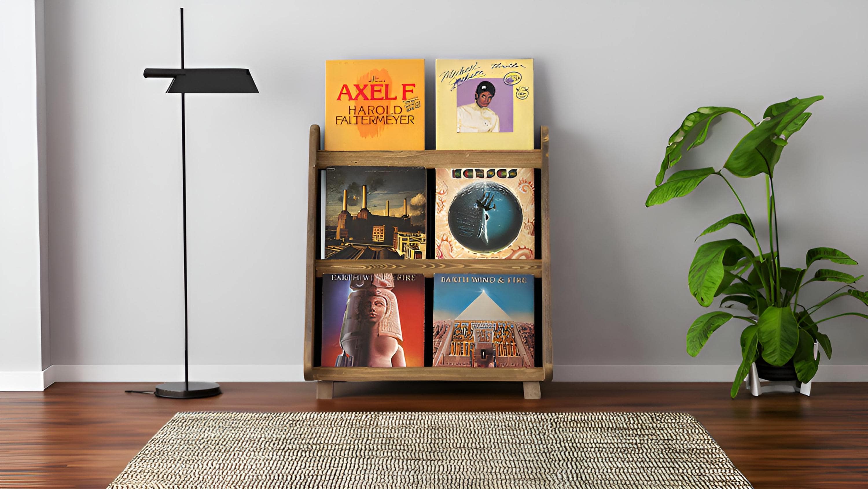 Rangement vinyle en bois recyclé fait main – Meuble artisanal pour disques