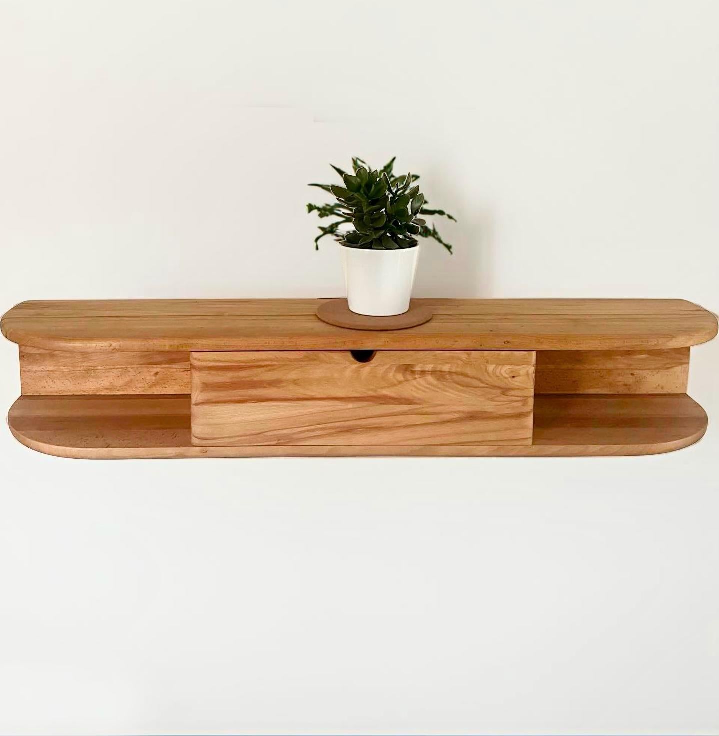 Console d'entrée flottante et ses rangements pratiques en hêtre massif recyclé