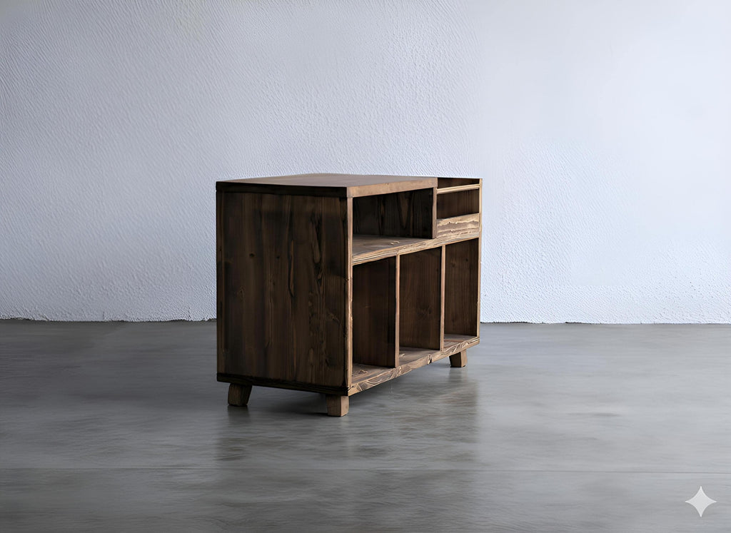 Meuble hi-fi artisanal  – Meuble de rangement en bois massif – Bibliothèque vinyles et livres