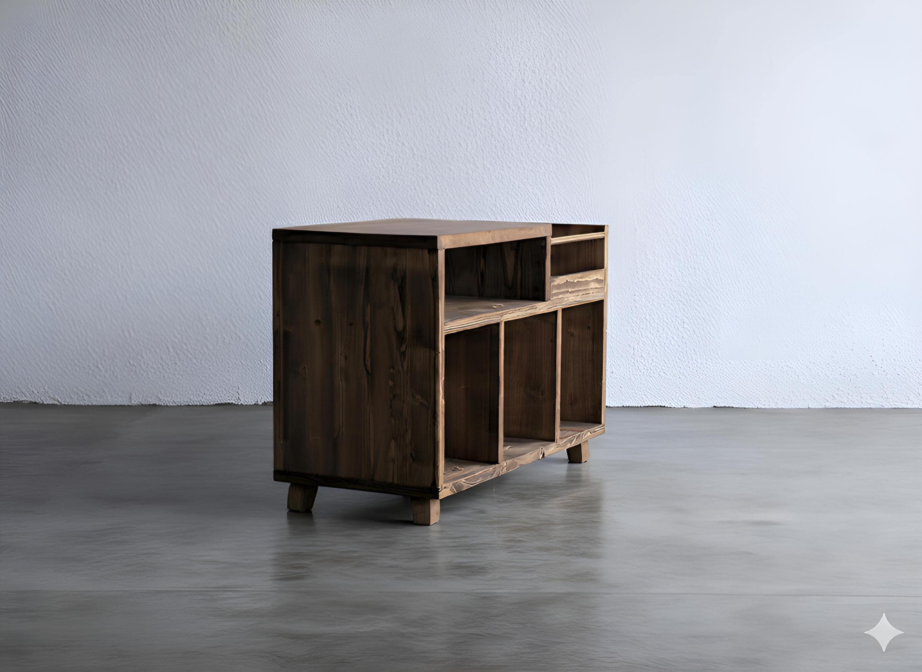 Meuble hi-fi artisanal  – Meuble de rangement en bois massif – Bibliothèque vinyles et livres